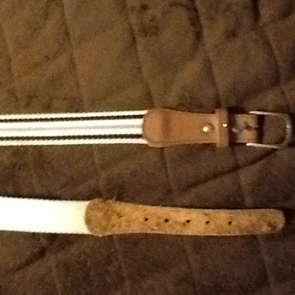 Canvas and Leather Striped Belt Total length 41 " - Picture 8 of 8